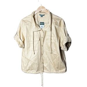 Lauren Ralph Lauren Tan Short Sleeve Spring Cotton Layer Jacket Size 14W Pockets